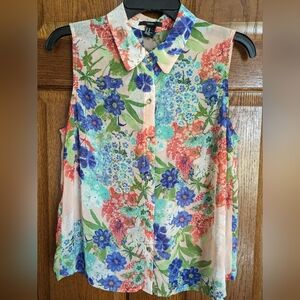Forever 21 Sheer Sleeveless Floral Blouse - Size M